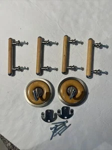 Vanity Drawer 4-Pulls & 2-Robe Hooks Maple On Brushed Nickel Natural - Imagen 1 de 15