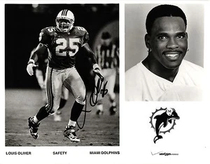 SIGNED PHOTO LOUIS OLIVER, MIAMI DOLPHINS SAFETY - Picture 1 of 1