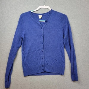 J Crew Womens Cashmere Long Sleeve Buttoned Cardigan Sweater Blue Size Large - Picture 1 of 11