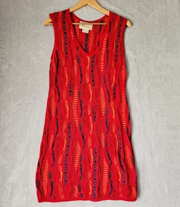 Vintage Coogi Pullover Kleid Damen Large Naturals Australia Abstrakt 3D Strick Rot - Bild 1 von 10