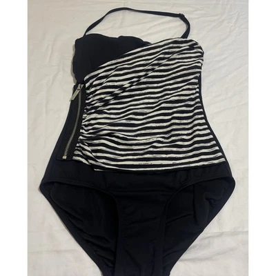 Traje de baño Michael Kors para mujer talla 4 una pieza a rayas pinup retro vacaciones playa Foto 1 de 4