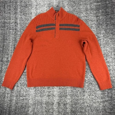 Banana Republic Orange Merino Wool Blend Quarter Zip Sweater Mens L Italian Yarn - Image 1 of 4