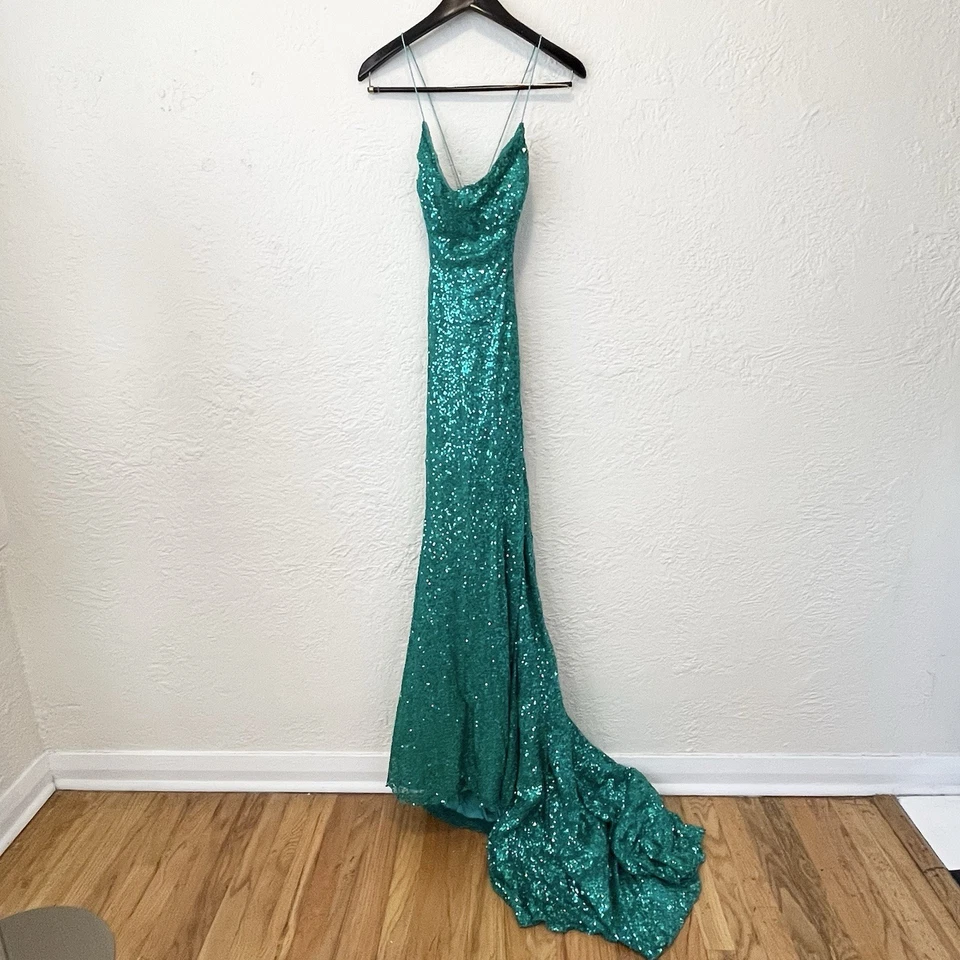 Vestido Maggie Sottero Coqueteo Verde Lentejuelas Baile de graduación Pagaent Formal talla 10 Foto 1 de 4