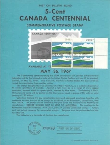 #1324 5c Canada Centennial Stamp Poster- Unofficial Souvenir Page Flat w/PB - Picture 1 of 1