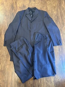 Vintage Loriano Men's Silk Wool Navy 3 Piece Suit Sport Coat Big & Tall - Picture 1 of 17