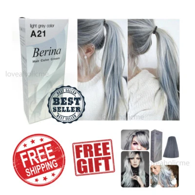 Berina A21 LIGHT GREY Professional Permanent Hair Color Cream Dye Style Unisex - Image 1 of 4