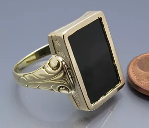 DISEÑO MADURO - LLAMATIVO ANILLO DE ÓNIX - ORO AMARILLO 585 - ESTILO ANTIGUO - Imagen 1 de 4