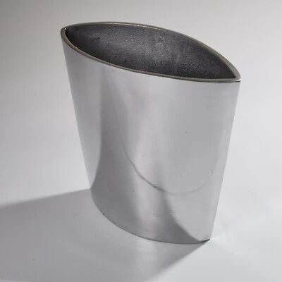 Decorative 7" Oval Flower Vase High Polished Cast Aluminum Art Deco Style New - Image 1 of 4