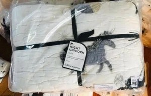 Pottery Barn Night Unicorn Quilt Set Ivory Black Twin & Standard Sham 2p Kids🦩 - Picture 1 of 2