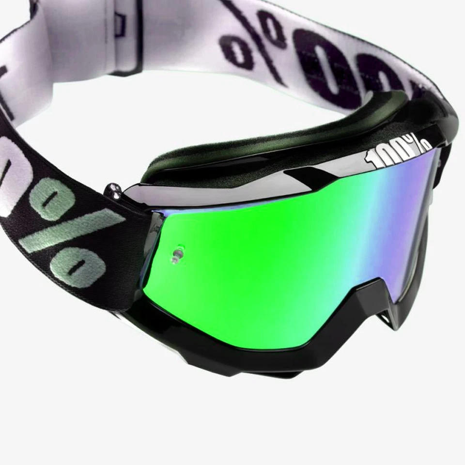 2018 100% Percent ACCURI Motocross MX Gafas Negro Tornado Verde Espejo/Claro - Imagen 1 de 1