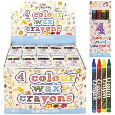 HENBRANDT Box of 50 cryons Pack of 4 each Mini Colouring Wax Crayons Kids Party Bag filler