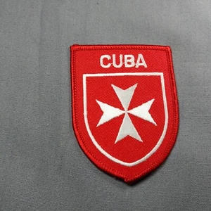 Red White Cuba Country Emblem Shield Red White Cloth 3 1/4" Patch - Picture 1 of 2