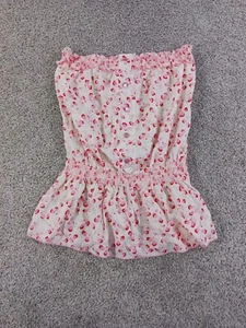 Shasa Teens Sleeveless Shirt Medium Pink Floral Strapless Viscose Cotton - Picture 1 of 10