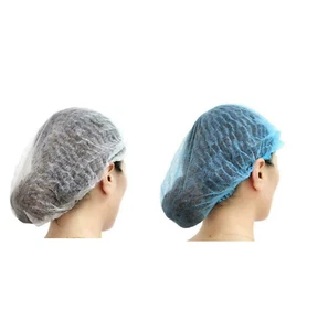 200 Disposable Mob Caps Hair Net Blue White Non Woven Hair Cover - Picture 1 of 12