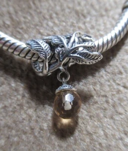 925 SILBER UMHÜLLUNG TRAUBENREBE MIT CHAMP/WEISS TRAUBENHÄNGER EUROPÄISCHER CHARM/HALSKETTE - Bild 1 von 2