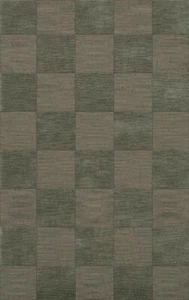 Green Transitional Hand Hooked Checkered Squares Grid Area Rug Checked DV15 - Picture 1 of 35