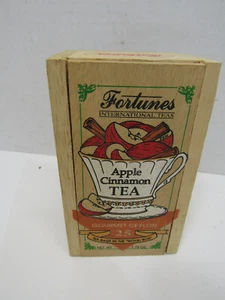 OLD MINI WOOD CRATE FORTUNESS APPLE CINNAMON TEA CRATE BOX - Picture 1 of 4