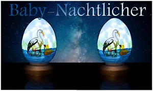 Set LED Nachtlicht Storch Geschenk Baby Geburt Taufe Klapperstorch Ente Leuchte - Bild 1 von 6