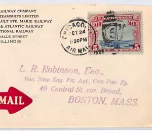 USA Air Mail Cover 1928 CANADIAN PACIFIC RAILWAY Chicago-Boston {samwells}YV270 - Picture 1 of 12
