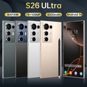 New S26 Ultra Unlocked 5G Cellphone 6.8in 8GB+512GB Dual Sim Unlocked Phone - Picture 1 of 28