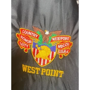 Vtg West Point U.S.M.A Military Lined Black Windbreaker Men's Size Large - Picture 1 of 12