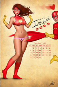 Nathan Szerdy SIGNED DC Comics The Flash Art Print ~ Iris West Calendar Girl