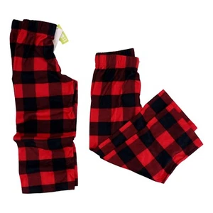 Crazy 8 Pajama 2 Piece Set Red Black Plaid Fleece XS (4) New - Picture 1 of 3