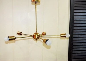 Lámpara de araña Sputnik de techo de latón Stilnovo Mid Century con 5 brazos ajustables - Imagen 1 de 6