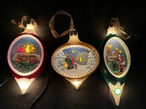 Hallmark Electric Lighted Set Of 3 Christmas Ornaments Rare Cute Holiday Xmas - Picture 1 of 17