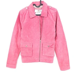 MANGO Girls Pink Leather Biker Jacket Size 11-12 Years - Picture 1 of 8