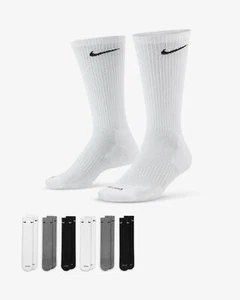 Nike Men's Everyday Plus Cushioned Crew Socks 6 Pack SX6897-965 L Large Multi - Picture 1 of 5