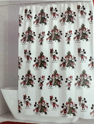 Mickey & Minnie Mouse Cortina de Ducha de Navidad Intercambio Regalo Alrededor del Árbol Foto 1 de 4