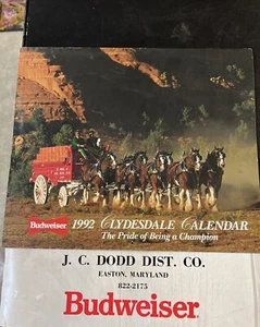 1992 Budweiser Clydesdales Calendar, Anheuser-Busch, Beer, Horses, # 026-315 - Picture 1 of 7
