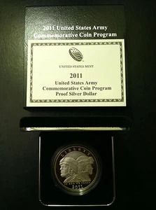Dólar de plata del ejército de los Estados Unidos 2011 a prueba caja conmemorativa certificado de autenticidad sin usar como nuevo - Imagen 1 de 1