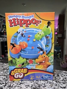 Hungry Hungry Hippos Grab & Go Game Travel Portable Hasbro Ages 4+ 2 Player - Picture 1 of 3