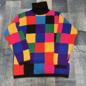 Maglione vintage Rafaella angora misto lana medio vintage anni 80 90 color block vintage - Foto 1 di 5
