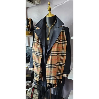 Bufanda chal 100 % cachemir BURBERRYs of London a cuadros Nova beige vintage  Foto 1 de 4