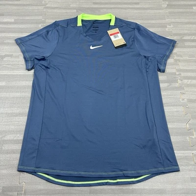Nike Court Dri-Fit Tennis Shirt Tour Player Issue Exclusive DR6548 Mens L Blue - Image 1 of 4