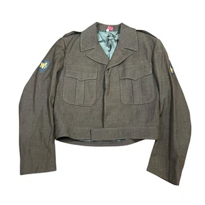 Chaqueta Ike de Lana del Ejército de Estados Unidos De Colección Recortada Segunda Guerra Mundial Batalla Verde Oliva Para Hombre Talla 40R Parches - Imagen 1 de 14