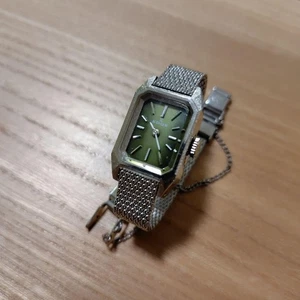 EDOX Handaufzug Uhr rechteckig grünes Zifferblatt Maischeband 9mm kompatibel - Bild 1 von 6