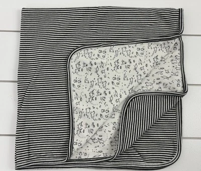 GYMBOREE Cotton Baby Blanket Lovey Black White Snow Animals Stripe Narwhal Moose - Image 1 of 4