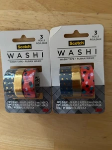 2 Pks - 6 Rolls 3M Scotch Washi Tape Multicolored Modern Design - Picture 1 of 3