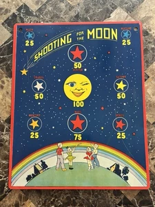 VINTAGE 1950 BLECH LITHO LITHOGRAPHIE DEN MOND SCHIESSEN CLOWN SCHIESSEN SPIELZEUG ZIELSPIEL - Bild 1 von 2