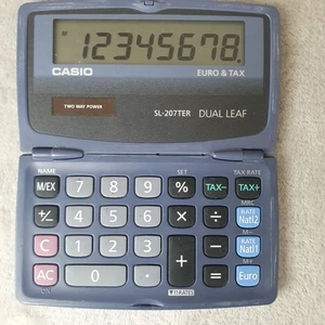 Casio SL-207TER Taschenrechner Dual Leaf Klappmuschelschale voll funktionsfähig - Bild 1 von 8