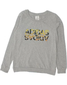 ADIDAS Womens Graphic Sweatshirt Jumper UK 10 Small Grey Cotton OR01 - Picture 1 of 3