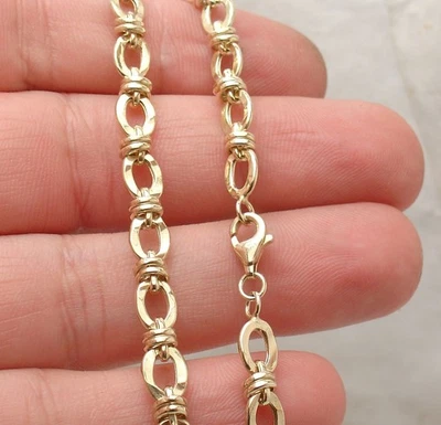 Technibond 独特椭圆形和圆形项链 14K 镀黄金银色 — 第 1/4 张图片