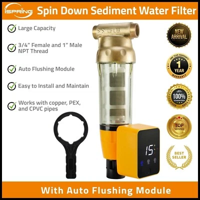 iSpring WSP50ARB Spin Down Sediment Water Filter,Auto Flushing Module,Pre filter - Image 1 of 4
