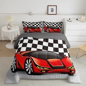 Racing Car Comforter Set, Cool Speed Race Car Down Comforter Twin Size For Ki... - Picture 1 of 6
