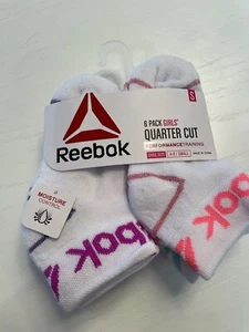 NWT Reebok Girls Youth 6-Pack Quarter Cut Socks Sz S White Multi Color Training - Picture 1 of 6