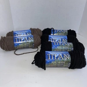 6 Mary Maxim Titan Acrylic Yarn #5 Bulky Knitting Crocheting Skeins Black Brown - Picture 1 of 7